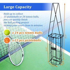 BSTSLL Tennis Ball Hopper Basket Pickleball Picker Upper Tennis Ball Collector Pickleball Basket Pickup Hopper Tennis Ball Carrier Holder Pickleball Ball Retriever for Picking and Storage