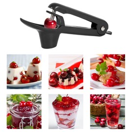 Cherry Pitter, Cherry Pitter Remover Tool, Stainless Steel Cherry Seed Remover, Cherry Stoner Fruit Pit Corer Deseeder, Olive and Cherry Pitters Core Tool with Space-Saving Lock Design (Black)