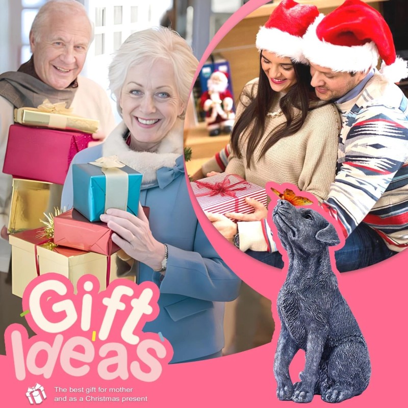 Goodeco Dog Statue with Solar Butterfly - Ideal Gifts for