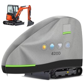 DTNESS Mini Excavator Cover, 420D Oxford Waterproof Sun Rain Dust Snow Protection Full Cover w/Zipper Door, Reflective Strip for Bobcat E20/Kubota KX015-4/John Deere 17 P/Takeuchi TB210R/Yanmar ViO17