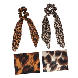BIUDECO 2 Pcs Printing Scrunchies Leopard Print Hair Ties Braiding for Girls Hair Accessories Fashionable Decorative Headwear