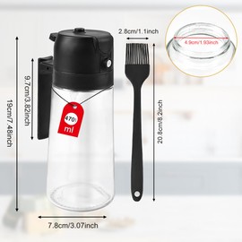 AFASOES Ölsprüher 2 in 1 öl Sprühflasche 470ml Lebensmittelecht Glas Ölsprüher für Speiseöl Ölspray für Heißluftfritteuse mit Silikonpinsel öl Sprayflasche Zerstäuber Küche Zum Kochen, Backen Schwarz