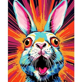 Tucocoo Easter Bunny Paint by Numbers for Kits,Abstract Oil Painting Surprised Rabbit Art for Adults Students Paint by Numbers Kits Painting Arts Craft for Home Wall Decor(16X20 inches Frameless)