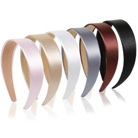 WOVOWOVO Satin Headbands for Women Girls 1.2 Inch: Wide Plastic Head Bands for Women Non Slip, Cute Womens Headbands Set DIY Holiday Costume Accessories