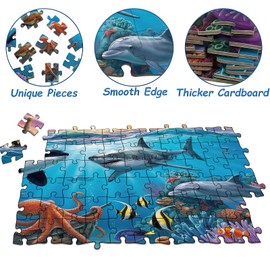 Puzzles for Kids Ages 6-8 Year Old - Underwater World, 200 Pieces Jigsaw Puzzles for Kids Ages 8-10, Learning Educational Toys for Boys and Girls Gift