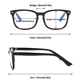 MAGIMODAC Blaulichtfilter Lesebrille gro√ü Damen Herren Computerbrille Lesebrillen Sehhilfe Brille Computer-Lesebrillen mit/ohne St√§rke (Hell schwarz, 1.25)