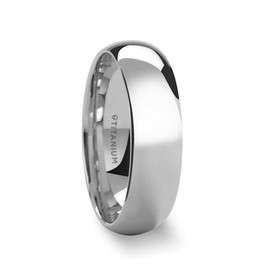 Roy Rose Jewelry Mens Titanium Domed Wedding Ring - Polished Finish Comfort Fit - 6mm Wide - Style name: PETERSON - Ring Size 10.5