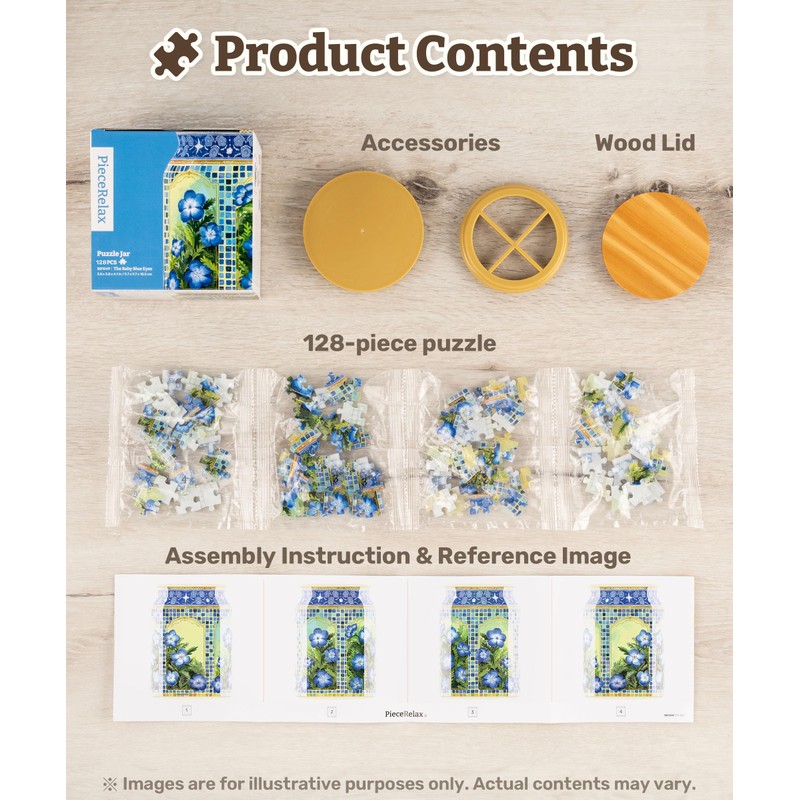 PieceRelax 3D Puzzle Jar 128 Plastic Pieces for Adults -