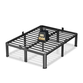 VIPSHOW 12 Inch Full Heavy Duty 3500 lbs Bed Frame with Round-Corner Legs & Anti-Squeak Design – Quick Assembly Metal Platform, No Box Spring Needed