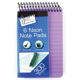 Just stationery 76x126mm Neon PP Cover Notebook (Pack of 6), 6107