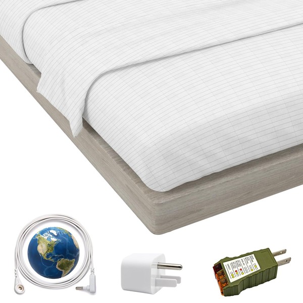 Earthing Grounding Fitted Sheet with Earth Connection Cable 5% Pure