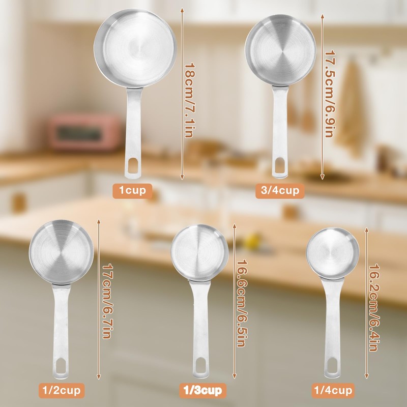 Stainless Steel Measuring Cup Square Handle Measuring Spoon with Scale