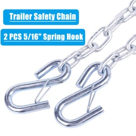 Tnyeobae 54" Trailer Safety Chain with 2pcs 5/16" Spring Hook, Grade-30 Metal Safety Chain Kit 7000 lbs(Pack of 2)