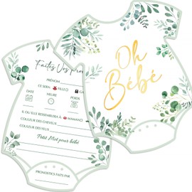 GEBETTER French Pack of 20 Baby Shower Guessing Game Cards to Fill in Baby Tips Cards Boys and Girls Game for Baby Shower and Gender Reveal Celebration Guess Cards Baby Shower Gift