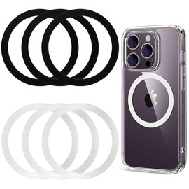 Pack of 6 Magnetic Phone Stickers with Magnetic Charger Sticker, Compatible with MagSafe Ring, Universal Magnetic Wireless Charger (Black + Silver)