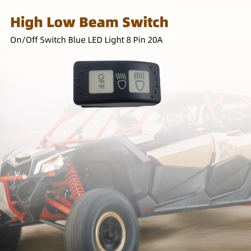 Narcilors High Low Beam 8 Pin 20A 12V Headlight Switch