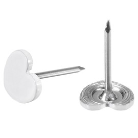 TA-VIGOR 50 Pieces Heart Push Pins Cute Thumbtacks for Cork Board Bulletin Board Photo Wall Decorative Flat Plastic Pins with Steel Tips, White