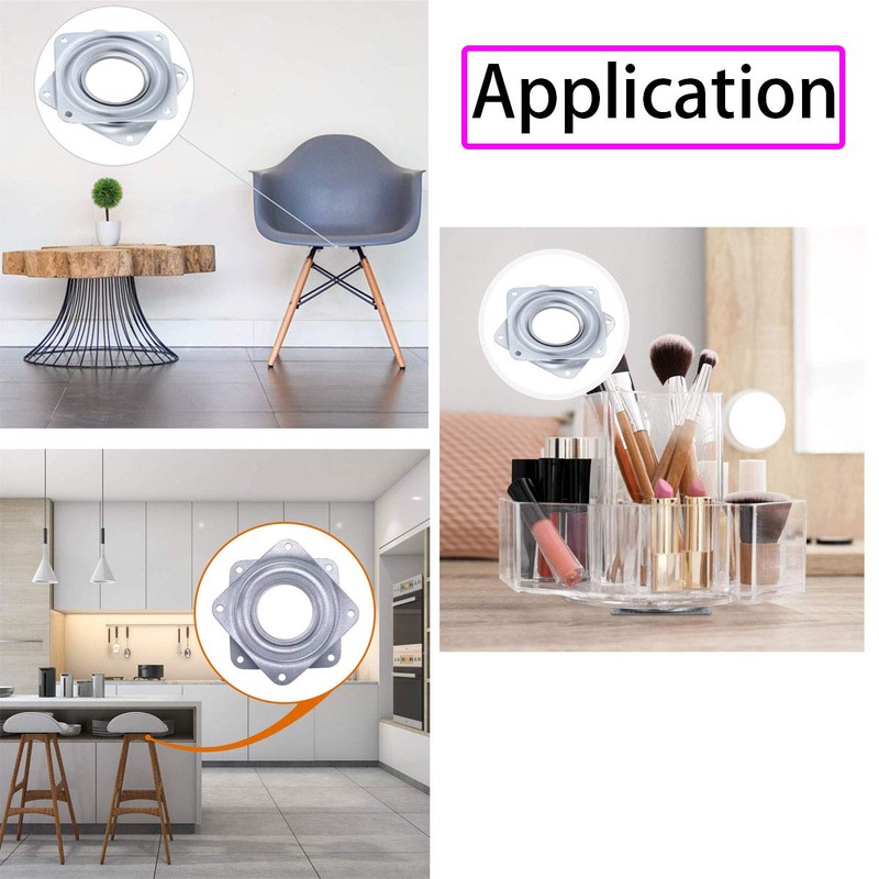 Mokell 3 Pack 2-inch Square Lazy Susan Turntable Bearing, 5/16-inch