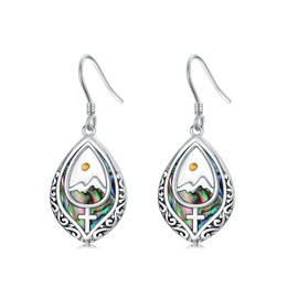 AOBOCO Mustard Seed Cross Earrings Sterling Silver Faith Mountain Dangle Dangling Earrings Teardrop Christian Religious Jewelry for Women