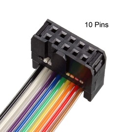sourcing map IDC Rainbow Wire Ribbon Cable 10P A-Type FC/FC Connection 2.54 mm Pitch 1 m