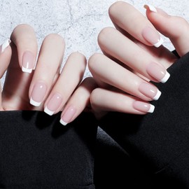 Vishine Set of 4 Semi-Permanent Gel and Base Coat for French Manicure UV/LED Soak Off Nail Art French White Rosé 8 ml Set