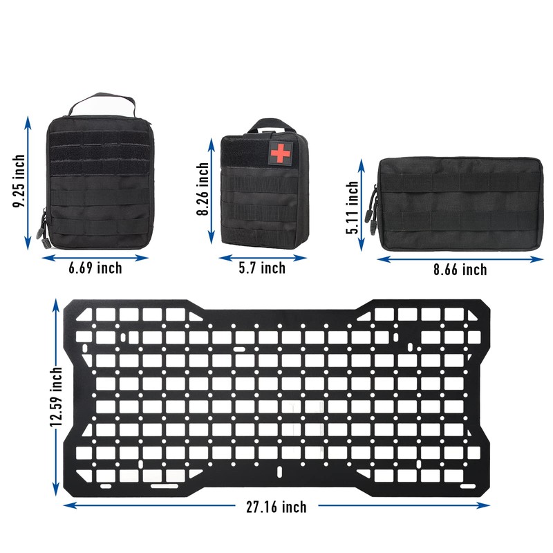 Tailgate Molle Panel Rear Door Cargo Organizer Kit Interior Storage