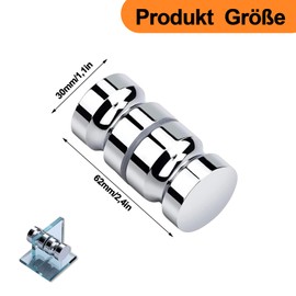 aghoer Shower Door Knob, Pack of 2 Shower Door Knobs, M8 x 30 mm Shower Door Knob, Stainless Steel, Shower Handle, for Shower Door, Glass Doors, Sliding Door