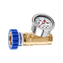 MEASUREMAN Lead-Free Brass Water Pressure Regulator 3/4" GHT, 0-100 PSI Pressure Gauge 1.5" Dial x 1/8" NPT Back Mount, Garden Hose Pressure Regulator for RV, Camper, Trailer, Plumbing System