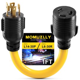 NEMA L14-30P to NEMA L6-30R , 30 Amp 4 Prong to 3 Prong Twist Lock Adapter, STW 10 Gauge, Welder Adapter Cord,250V, ETL Certified(1FT)，Black and Yellow