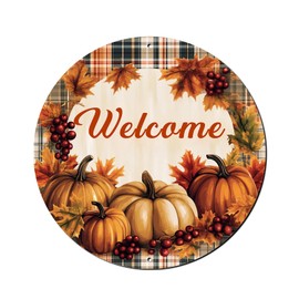 Waltheon Thanksgiving Day Decor Pumpkin Welcome Autumn Vintage Sign Retro Tin Sign for Kitchen Garden Yard Wall Bedroom Club Home Decor 12x12inch
