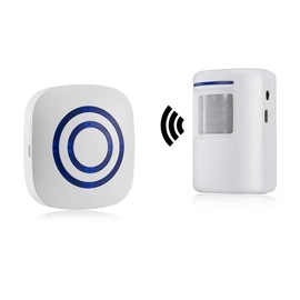 Passage Alarm, HommyFine Shop Bell Wireless Alarm System with Motion Sensor, Access Detector, Motion Bell with 38 Ringtones, Driveway Alarm Set with Blue LED Display
