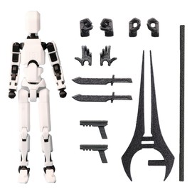 Assembly Completed Titan 13 Action Figure, 5.51 inches 6 Types of Weapons 3D Printed Robot Multi-Jointed Movable, Desktop Decorations for Game Lovers，Dummy 13 Action Figure (White)