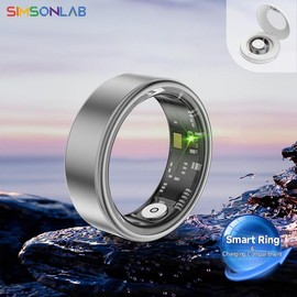 SIMSONLAB Smart Ring, Rechargeable Lightweight Smart Ring, 1 Count Waterproof Fashion Wearable Ring, Pedometer, Daily Activity Tracker for Men & Women, Fitness Tracking Tool, Fitness Tracker - Color: Gray, Specification: 11#