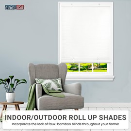 PowerSellerUSA Oval Cordless Blinds, Roll-Up Roller Shades for Windows and Doors, Light Filtering and Shades Privacy Window Treatment for Home - 60" (Width) x 72" (Length) White