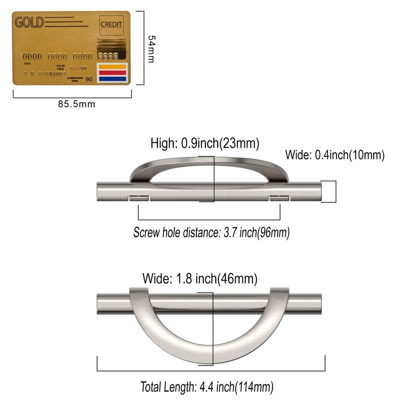 Amerdeco 10 Pack Brushed Satin Nickel Cabinet Pulls 3.75 Inch(96MM)
