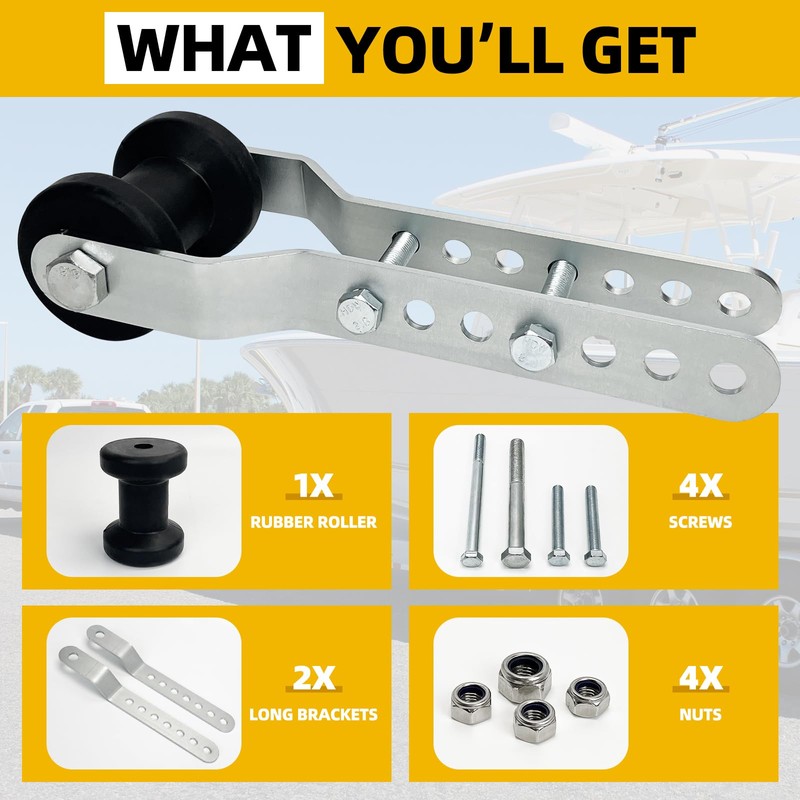 TENGBASE Marine Keel Roller, Adjustable Roller Bracket Assembles, 4” Rubber
