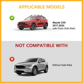 Tuyoung Lockable Roof Rack Cross Bars 220lbs Compatible with Mazda CX5 CX-5 2017 2018 2019 2020 2021 2022 2023 2024 2025, CX 5 Heavy Duty Aluminum Crossbars Rooftop Roof Rails Black Cargo Luggage