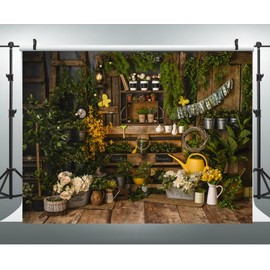 WaW 2.7 x 1.8 m Photo Background Spring Rustic Brown Wooden Wall Flowers Backgrounds for Photo Studios Easter Children Vintage Portrait Photography Newborn Baby Photo Shoot