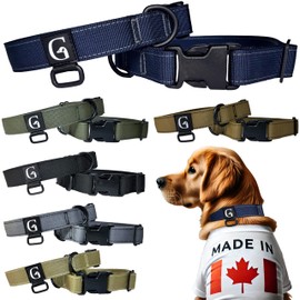 GOOSEMAN’S Gear - Dog Collar Medium and Large Breed - Made in Canada - Military Grade Buckle - (Collier Pour Chien) (Black, Medium)