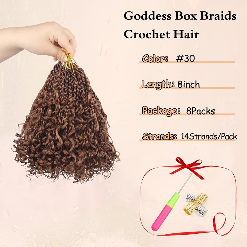 8 Inch Goddess Box Braids Crochet Hair for Black Women
