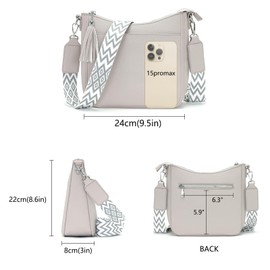 SOGYECS Shoulder Bag Women's Medium Handbag Women's Black Shoulder Bags for Women Leather PU Crossbody Bag Women's Wide Strap, lightgrey