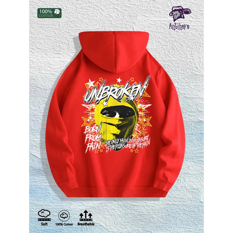 Unbroken Graphic Hoodie 100% Cotton US Warehouse 7 ColorsColor: Brown,