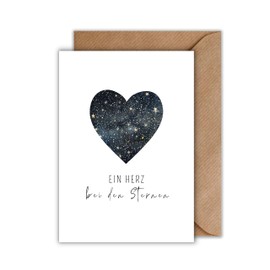 WBdesignz Sternenkind Card with Envelope - Starry Sky Heart Your Heart at the Stars Sympathy Card Condolence Card (DIN A6)