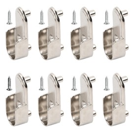 Dokpav 8 Pcs Oval Closet Rod End Supports, 15mm x 30mm Polished Satin Nickel Zinc Alloy Wardrobe Bracket, Heavy-Duty Single Hole Pole Socket with Dual Rear Facing 5mm Pins Fit for 15x30mm Oval Rods