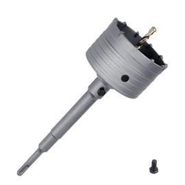 GUICGOC 90mm / 3.5 inch Concrete Hole Saw with 220mm SDS Plus Shank Connecting Rod, Tungsten Carbide Teeth (7.7mm x 4mm) Cement Hole Saw for Concrete Cement Brick Wall Stone (90mm (3.5 inch)