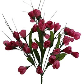 Admired By Nature 9 Stem Artificial Flowers Crocus Mum Bush Spring Faux Flower Arrangement for Outdoor & Indoor Wedding Home Decor, Cemetery Decorations for Grave, Pink