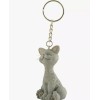 Whimsical Smiling Grey Cat Kitten Keychain - Cat Lovers gift