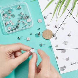UNICRAFTALE 38sets 3 Sizes 6/8/10mm Tray Earring Blank Bezel Ear Stud 304 Stainless Steel Stud Earring Setting 0.6mm Pin Earring Blank Bezel Tray for Jewelry Making Stainless Steel Color