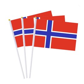 Norway Flag Norwegian Flag, Small Mini Handheld Norway Flags on Stick, Ideal for Party Parades Sports Events Patriotic Festival Decorations
