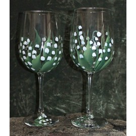 Hand Painted Wine Glasses - Lily of the Valley (Set of 2)